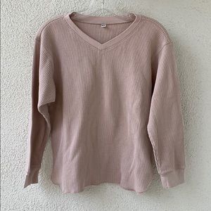Uniqlo waffle vneck long sleeve